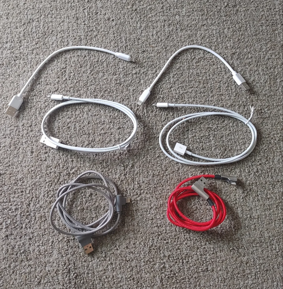 Miscellaneous USB To Lightning Charging And Data Cable Set - White, Gray, Red